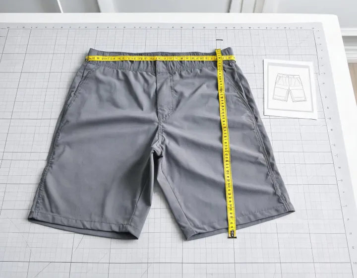 Board-short fit reference being measured